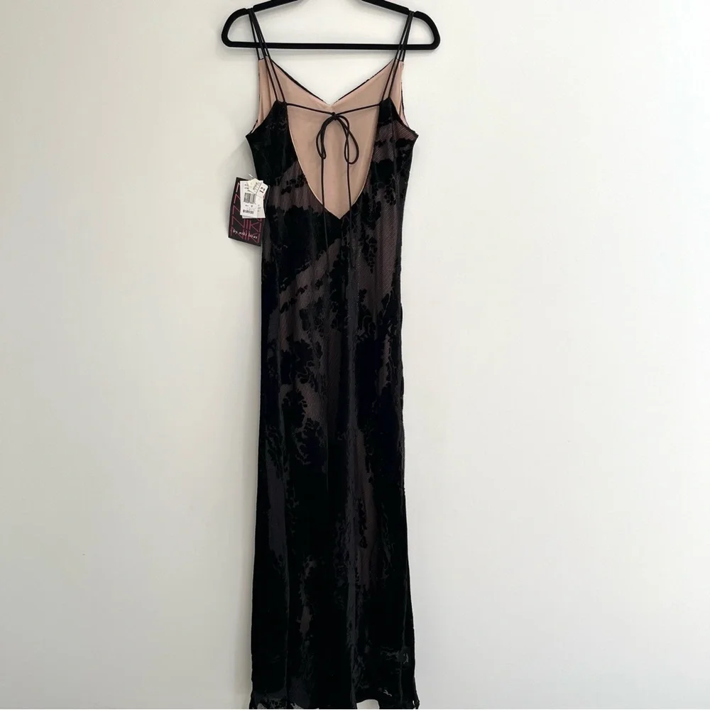 Vintage Y2K Niki Livas black burnout velvet maxi dress formal open back bias cut - Picture 9 of 14